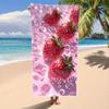 Strawberry Design Large Quick-Drying Beach Towel, Polyester Sand Sun Protection for Surfing Swimming