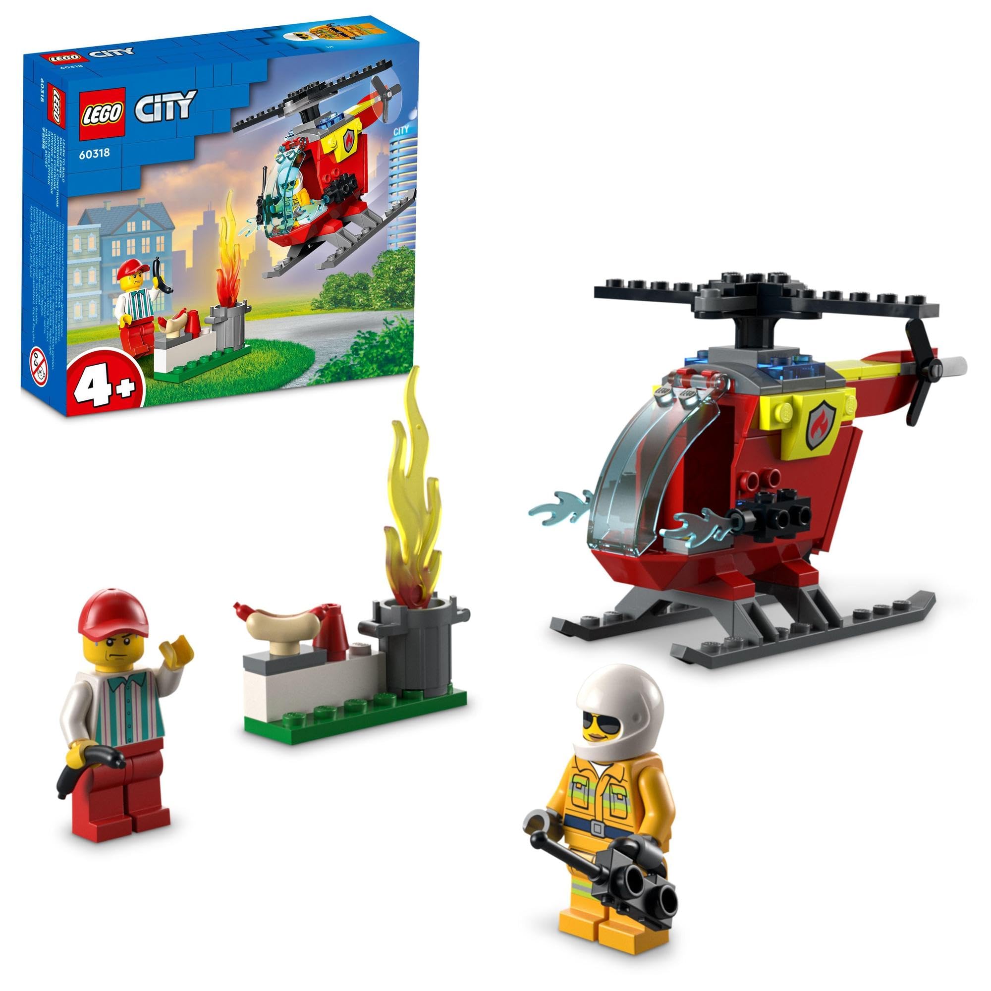 

LEGO City Пожарный вертолет 60318, Пожарные кубики, Подарок для мальчиков и девочек, от 4 лет