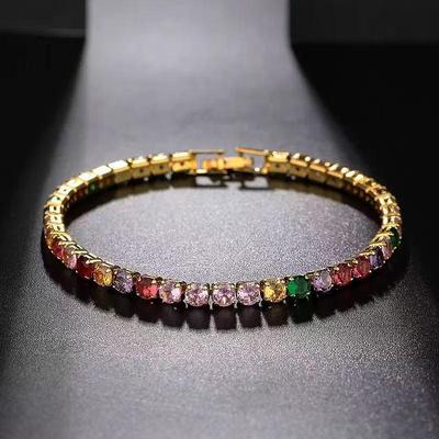 Bracciale Tennis Colorato con Zirconi e Perle di Cristallo - Regalo Qixi di Lusso Leggero