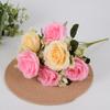 New 7 Heads Real Happy Flower 10 Colors Mini Natural Simulated Rose Photography Photo Gift Crystal Grass Bouquet Home Decorative