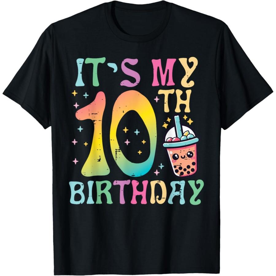 Its My 10th Birthday Boba Milk Tea 10 Year Old Bday Kids T-Shirt XXXXXL чёрный