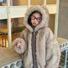 Winter new women's middle-aged and older children wear fluffy coats on both sides, girls' imitation fur hooded warm coat