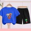 Children's Set - Disney Print Summer Boys' and Girls' Sports T-Shirts, Casual Short-Sleeved Shorts Set, 2-piece, for Ages 2-13