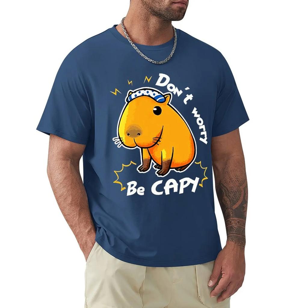 Capivara Capivara Love Dont Worry Be Capy Camisetas Desenhos animados Camisetas gráficas Roupas legais de manga curta Camisetas de streetwear Tops