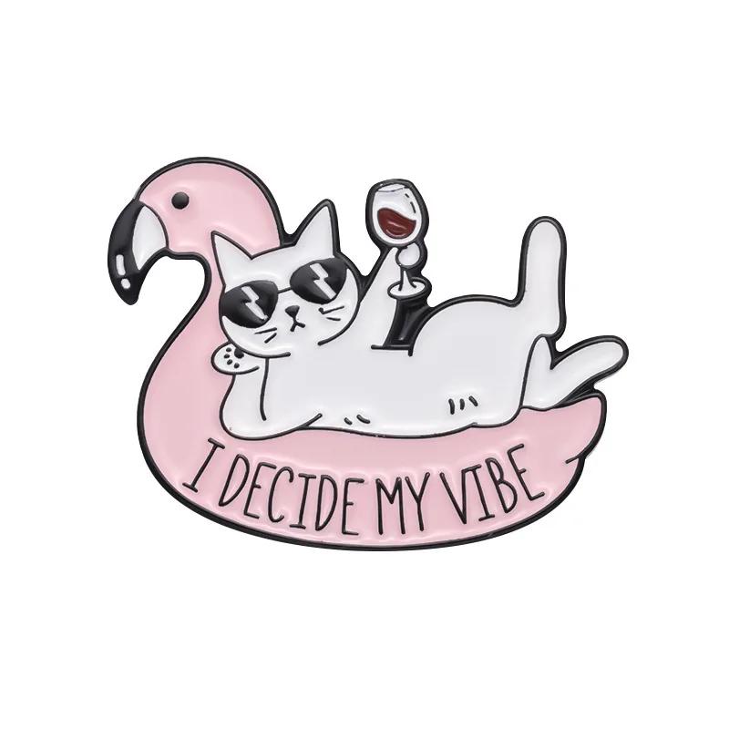 I Love Meow Enamel Pins Custom Oil Painting David Meowie Good Vibe Brooches Lapel Badges Cartoon Animal Fun Jewelry Gift Friends