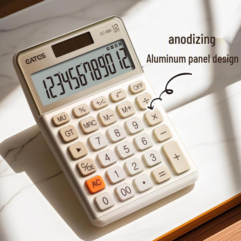 Compact Dual-Power Silent Calculator for Students with 12-Digit HD Display