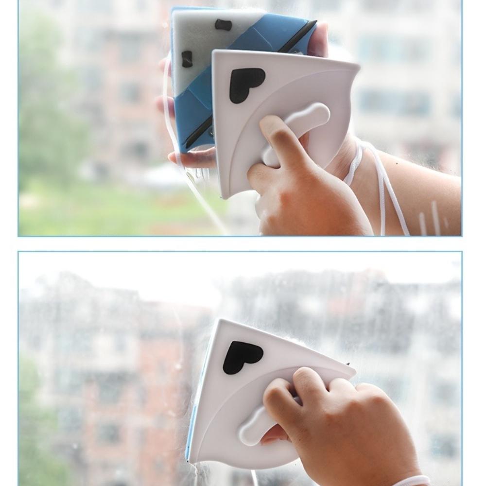 1 Stück Doppelseitiger Magnetischer Glasreiniger mit Ergonomischem Griff, Dreieckiger Multifunktionaler Fensterwischer für Badezimmer, Schlafzimmer, Wohnzimmer/Außenbereich
