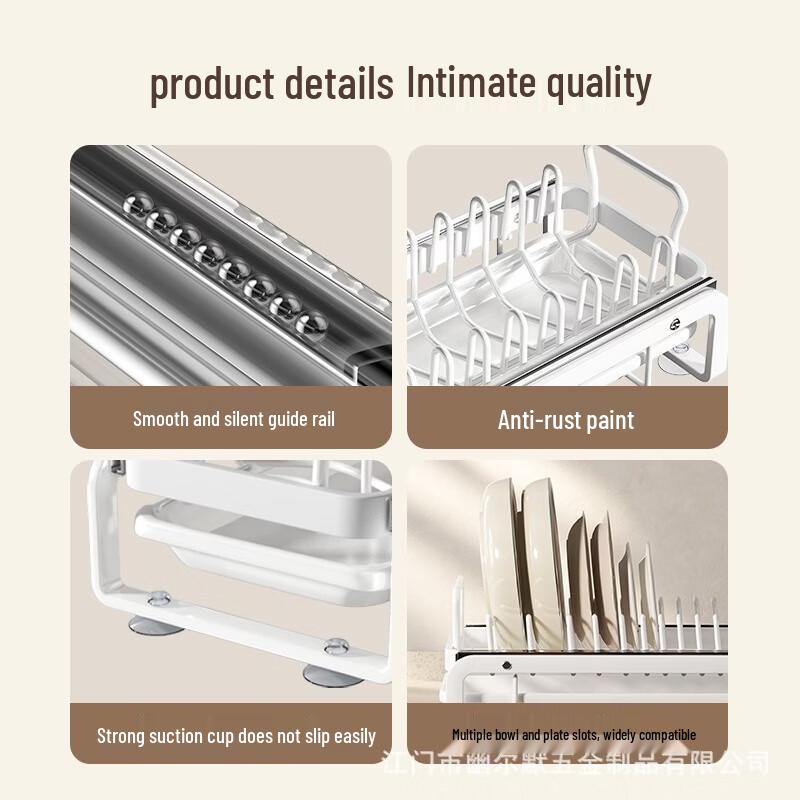 Nordic Style Pull-Out Dish Drying Rack & Storage Shelf