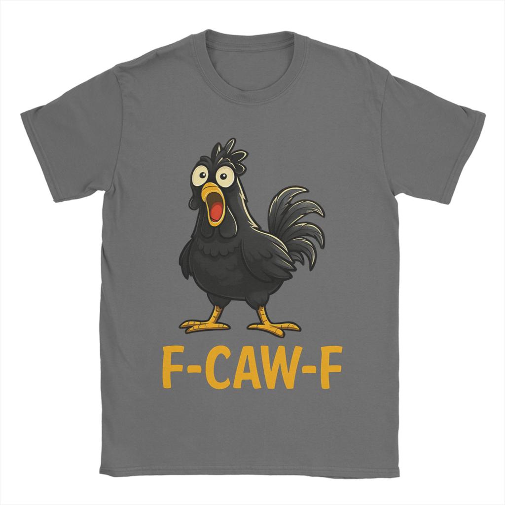 Funny FCawF Black Chicken Meme T Shirts Mens Cotton Novelty TShirts Round Collar Tee Shirt Short Sleeve Tops Graphic Print