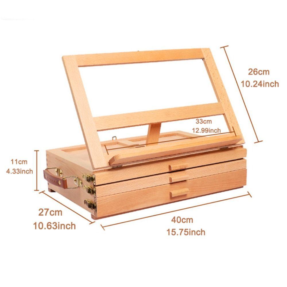 Adjustable Beech Wooden Table Easel Multifunction Professional Art Painting Easel Box Oil Paint Folding Sketch Drawer Box