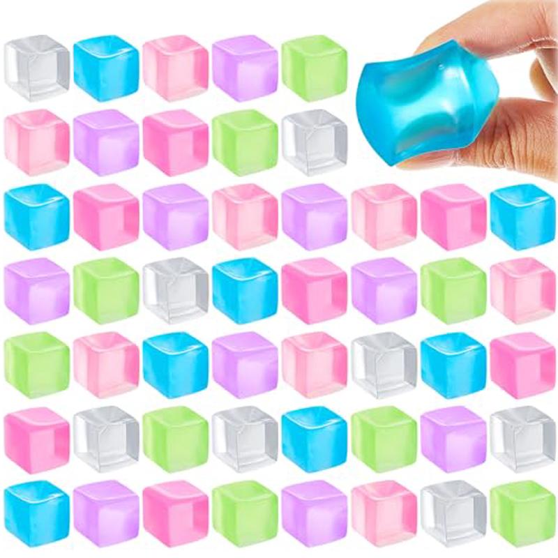 12Pcs Mini Ice Cube Decompression Toys Release Stress Transparent Small Ice Block Pinch Children Squeezing Toy Birthday Gifts