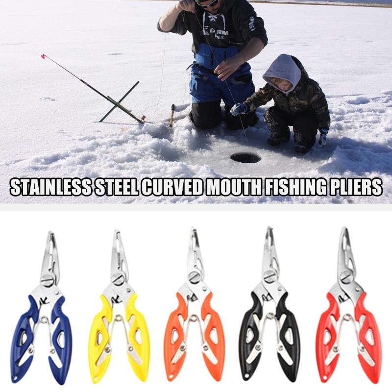 Fishing Plier Multitool Stainless Pliers Multifunctional Braided Fishing Line Cutter Split Rings Pliers with Safety Lock