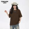 TonLion Women's Pure Cotton Loose-Fit Round Neck Short Sleeve T-Shirt