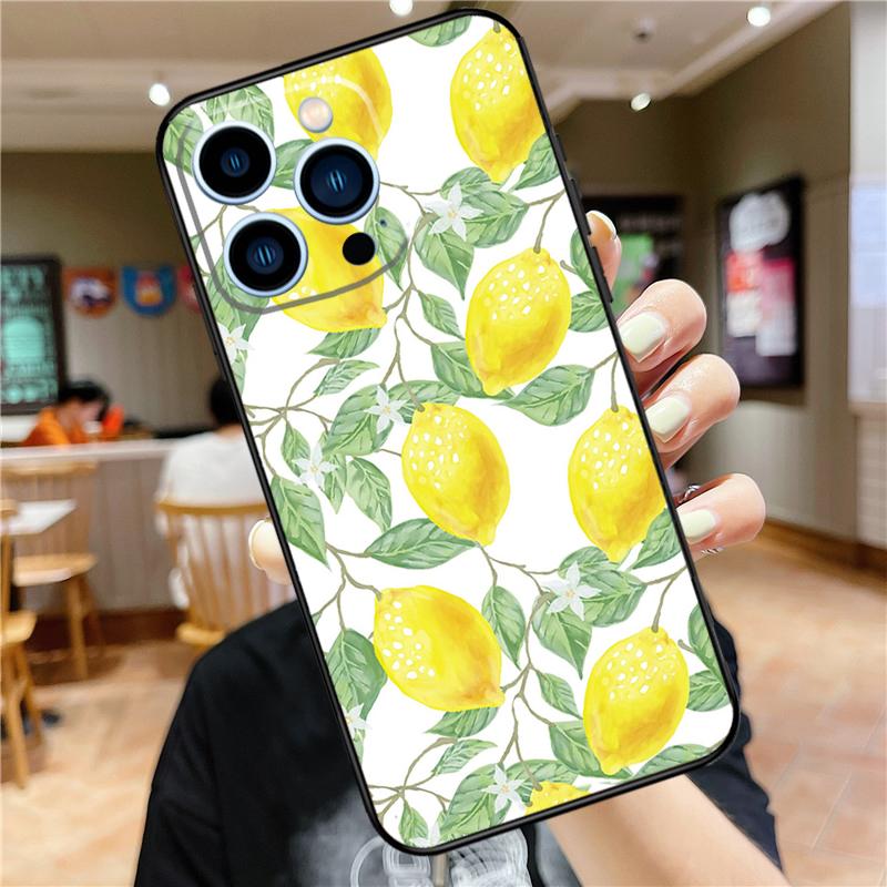 Fruit Lemon Case For iPhone 17 16 15 14 13 12 11 Pro Max Mini Plus 16e 17 Air Bumper Cover Accessories