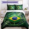 Brasilien Fußball Bedruckte Bettwäsche 3-teiliges Set Gemütliches Atmungsaktives Bettbezug-Set als Einweihungs-Feiertagsgeschenk