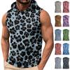 Men's Sleeveless Hoodie Lightweight Casual Vest with Leopard Print Pattern Fashionable Design for Summer Outdoor Activities Gym and Daily Wear