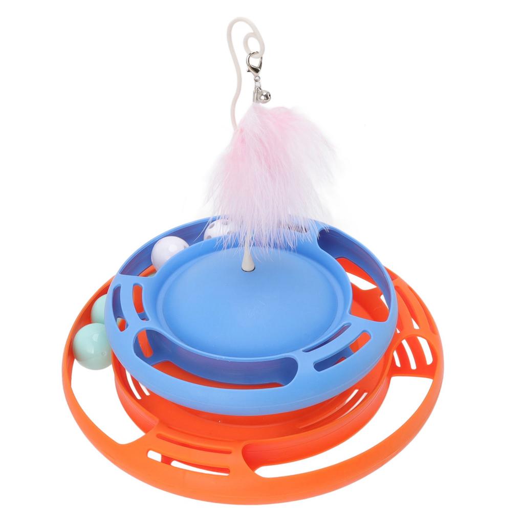 Cat Turntable Toys Multifunctional Puzzle Interactive Cat Roller Tracks Ball with Cat Teasing Stick for Cats Kitten