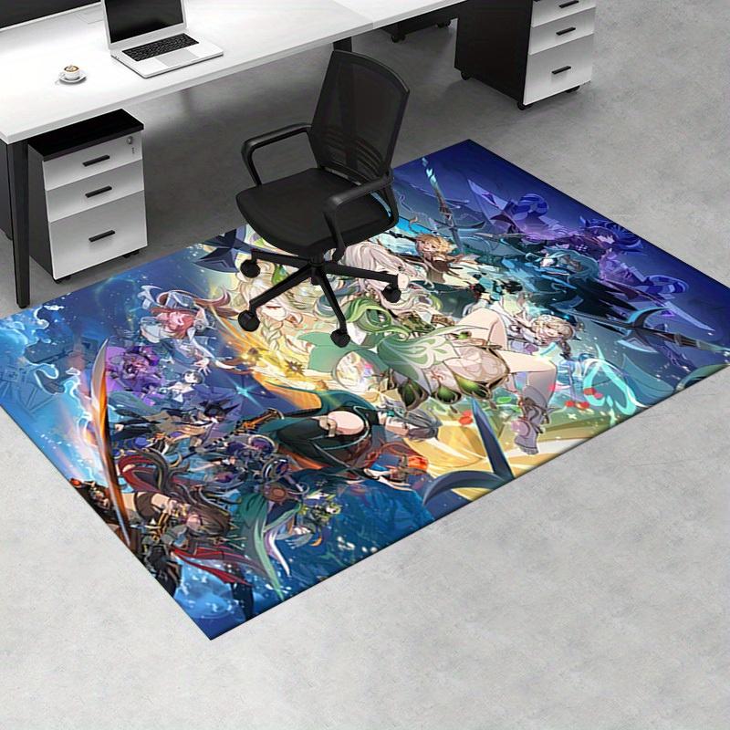 Office Carpet: Genshin Impact Fantasy Anime Characters Decorative Rug for Desk Chairs, Gaming Setup
