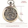 Antique Double Dragons Playing with Beads Pattern Quartz Pocket Watch With Necklace Chain Vintage Gift for Male Women and Kids