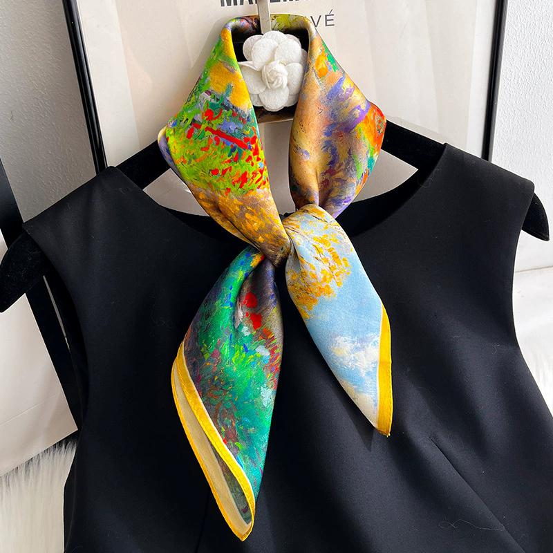100% Nature Silk Scarf Women Neck Square Headband Scarves Bandana Fashion Hijab Poncho Scarves Pashmina  Female Foulard 53cm