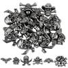 20 Bags 4 Styles Tibetan Style Alloy Rivets, Skull, Antique Silver, 16~29x20~32.5x4~9mm, Hole: 2.6mm, 5 Bags/style