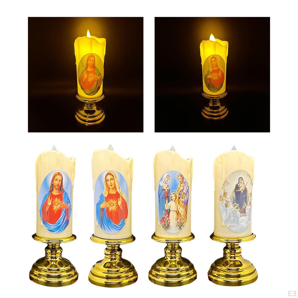 Candle Lamp Pillar Light Prayer Waterproof LED, LED Tea Lights Artificial for Porch