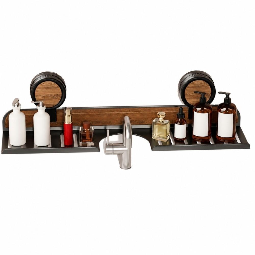 Space Saving Sink Rack No Drill Wall Mount Bathroom Shelf Drain Basket  Over Faucet