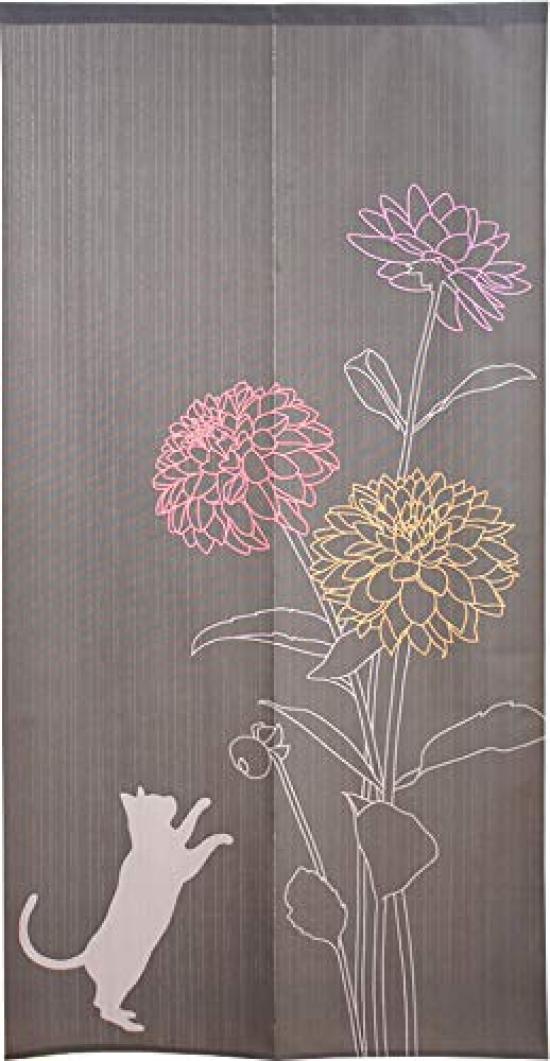 

Noren Kobo Long Noren Wall Room Privacy Western 85 x 170 Available in 3 Cat and Dahlia Tapestry, Decor, Divider, Screen, Half-Length Curtain, Pattern, чёрный