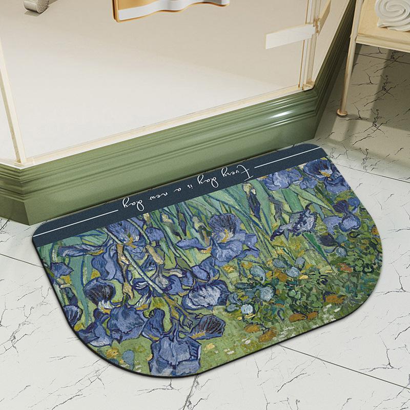 Oil Painting Bathroom Foot Mat Anti-slip Absorbent Carpet Bathroom Foot Mat Toilet Entrance Diatom Mud Cushion