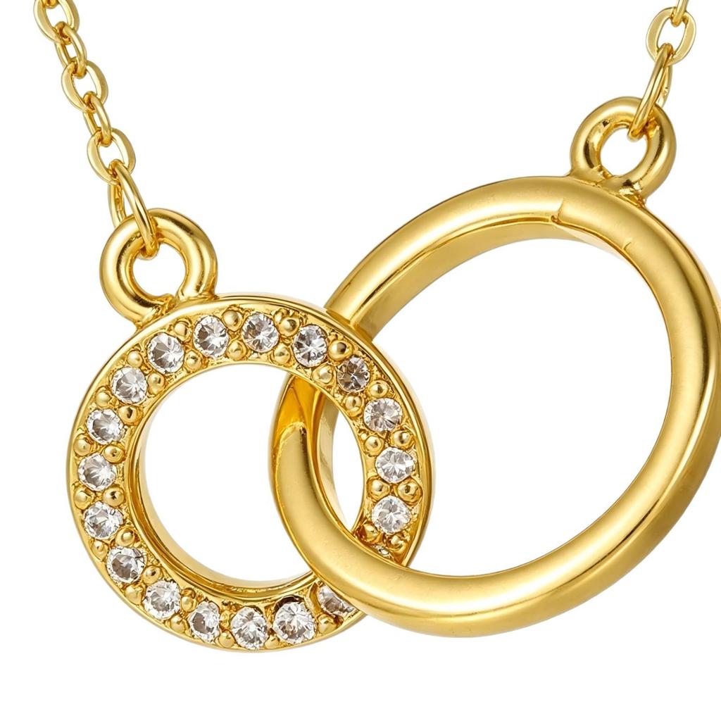 S925 Silver Double Ring Necklace: Elegant Zirconia Pendant for Women