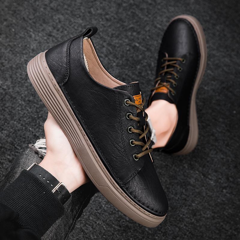 Fashion Brand Men's New Two-layer Cowhide Board Shoes Spring and Summer Outdoor Lace Up Sports and Leisure Low Top Men's Shoes