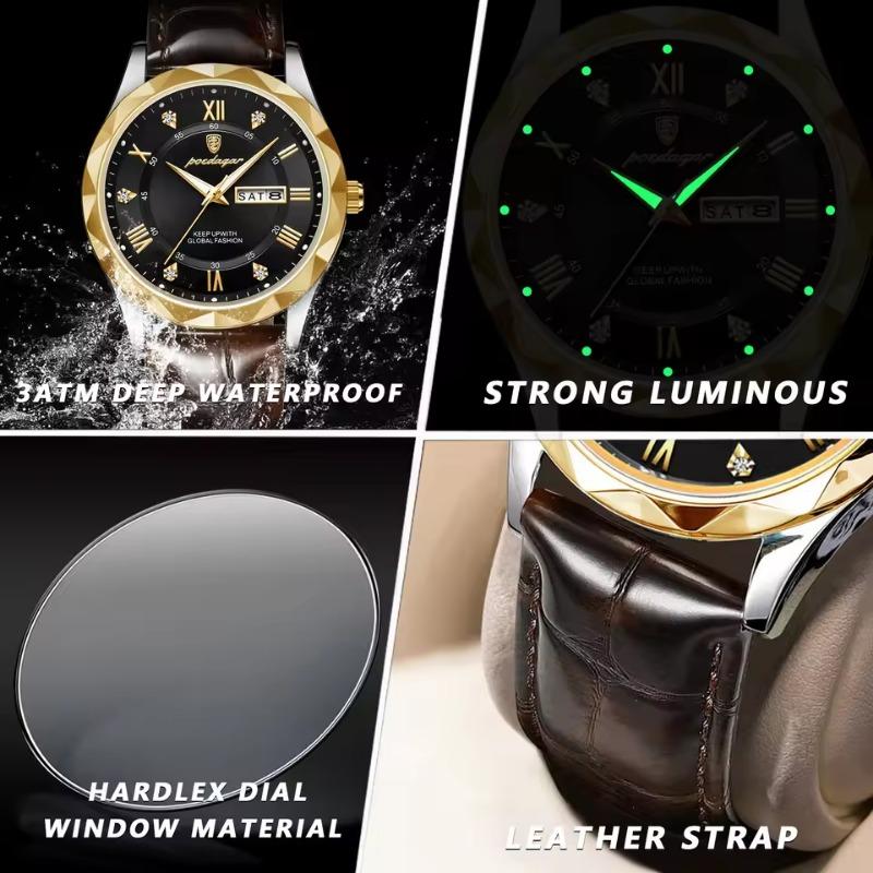 POEDAGAR New Fashionable Trendy Youth Leisure Simple Luxury Men's Watch Waterproof Luminous Calendar Quartz Watch