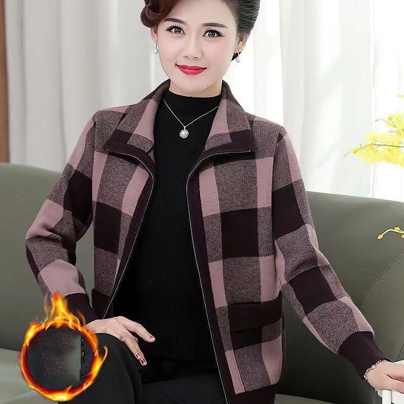 

Женская одежда Осень Зима Бархатное утепленное пальто Клетчатая женская короткая куртка Стиль Свободный Большого размера Пальто S кофейный