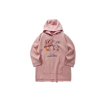 Li-Ning Série Collaboration Panda X Sweat à capuche ample pour femme Rose AWDP974-3