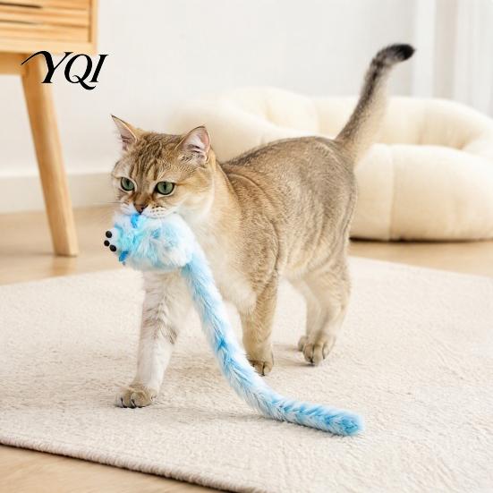 Mental Stimulation for Cats Plush Mouse Cat Toy with Catnip, Long Tail Rat Chew Toy, Natural Catnip Stuffed Indoor Kittens Biting Hunting Instinct