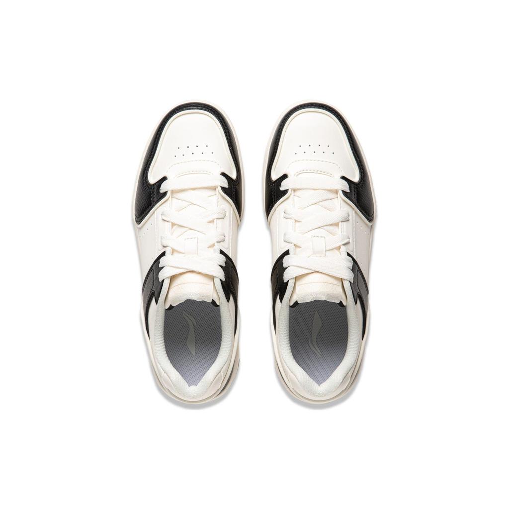 Li Ning Cheese Casual Versatile Comfortable Thick Sole Height Increasing Non-Slip Low-Top Skate Shoes Women sneaker Black White AGCU104-4