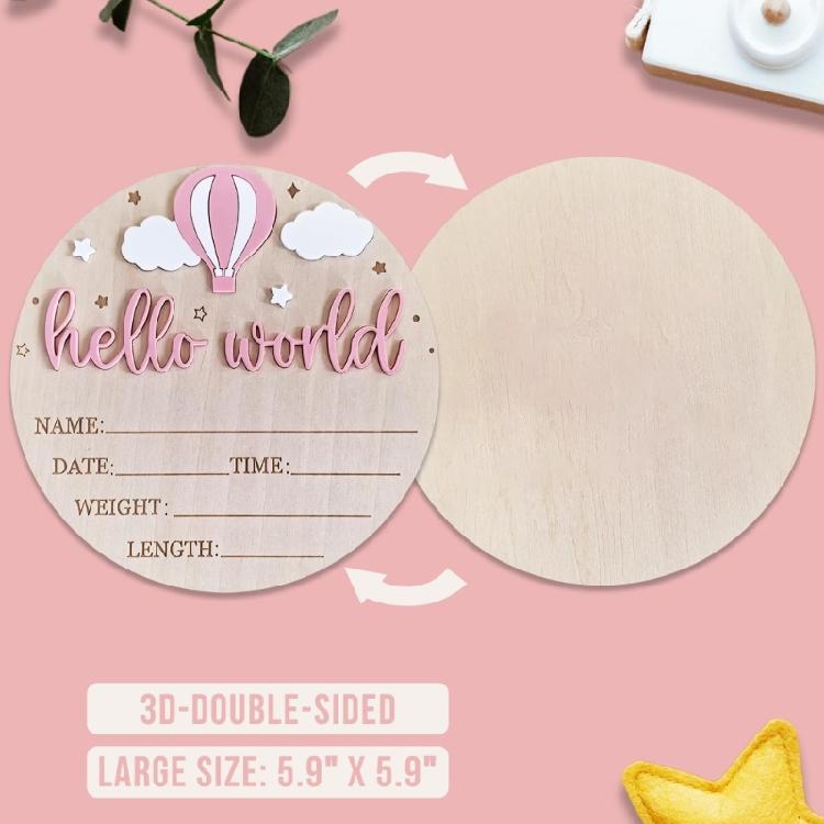 Anpassbare Neugeborenen Erinnerungsplakette Hallo Welt Baby Willkommensschild Kinderzimmer Wanddekorationen zur Geburtsanzeige