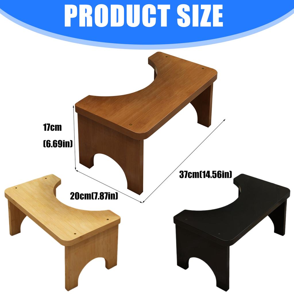 Ergonomic Bamboos Toilet Step Stool with Sturdy Base for Bathroom Safety and Comfortable Postures Support Daily Use