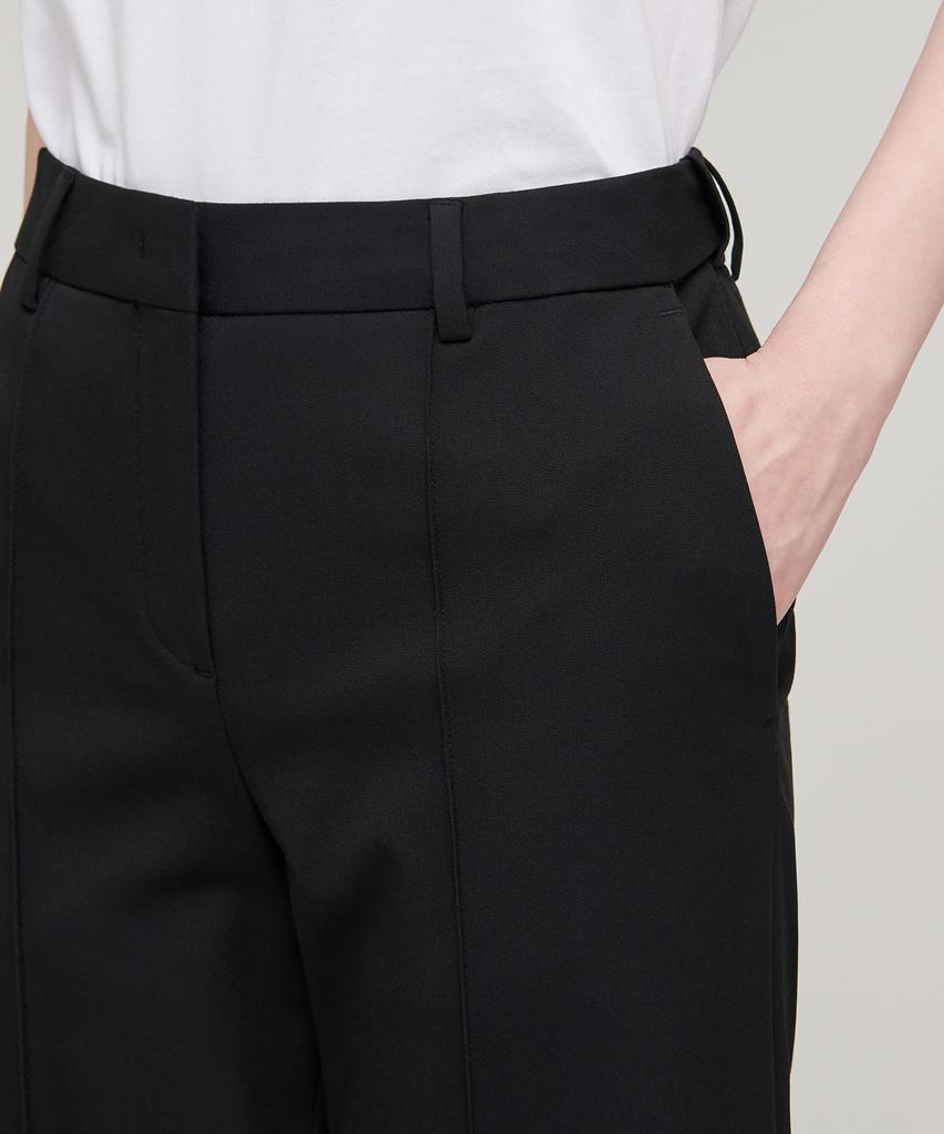 MUSINSA STANDARD WOMAN Women'S Pin-Tuck Straight Hidden Banding Slacks [Black]