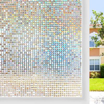 Fenster-Sichtschutzfolie Buntglas-Fensterfolie Mosaik Statisch Haftend Dekoratives Fenster-Vinyl, Abnehmbare Regenbogen-Fensterfolie