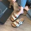 Grape Mom Texas Holiday~ Retro Casual Thick Bottom Double Buckle Belt Birkenstock Slippers Women's Summer Cool Slippers Outside Wear
