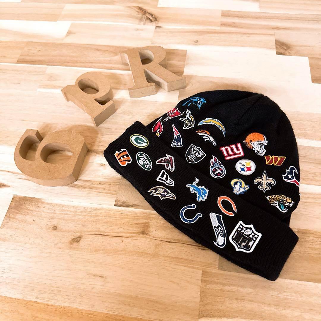 

[USED] Discontinued New Era All Team Icon Logo Knit Cap, American Football, NFL, Black