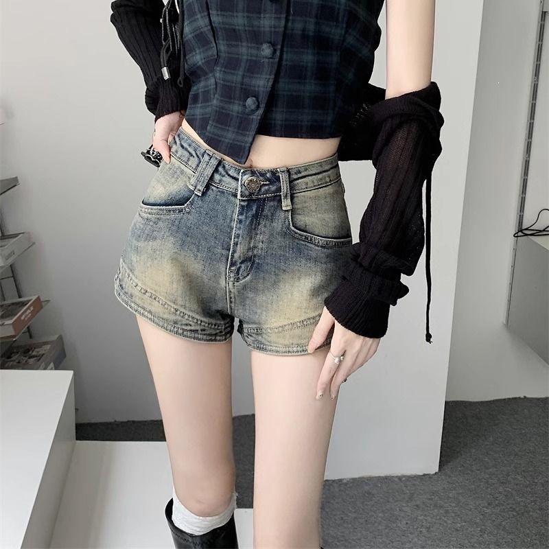 American Style High Waist Elastic Denim A-Line Shorts for Women - Plus Size Summer Hot Shorts