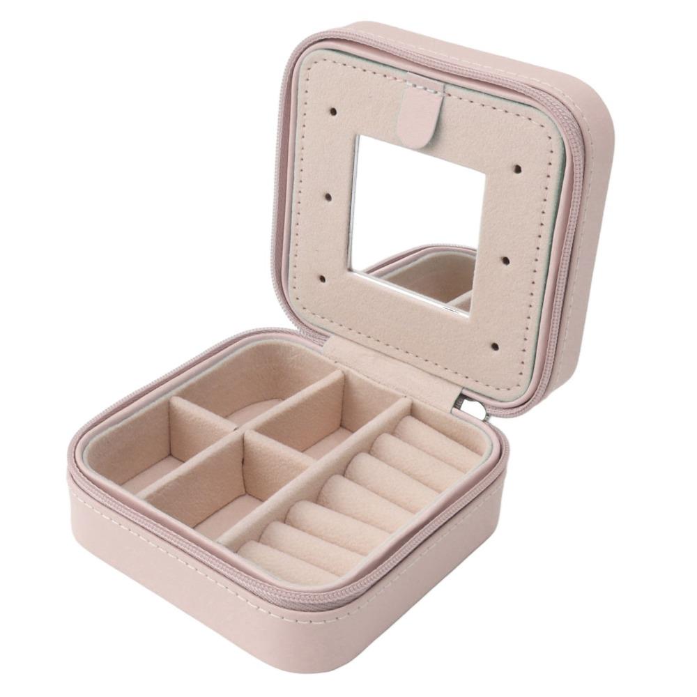 Earrings Storage Multifunctional Jewelry Storage Case With Mirror Leather Jewelry Box Portable Elegant Jewel Holder Travel Use