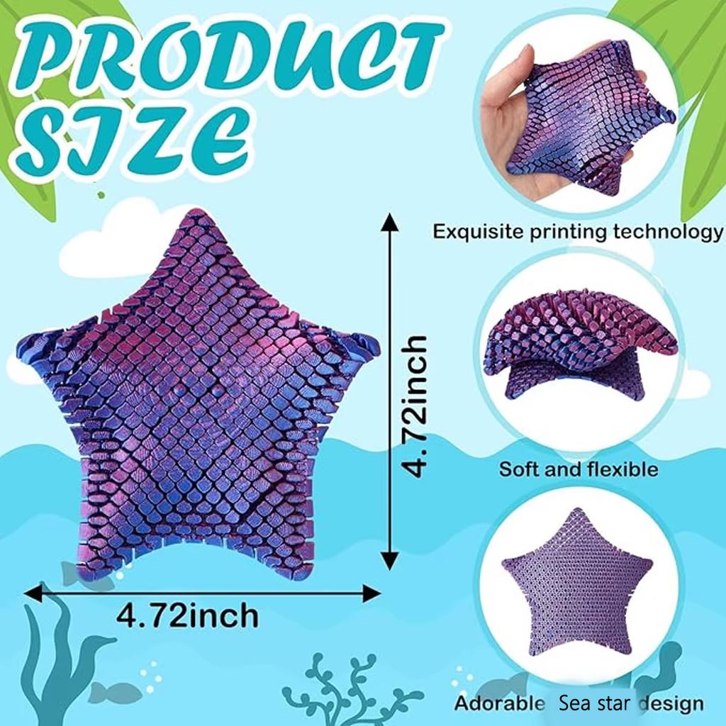 3D Printed Flexible Starfish Fidget Toy Articulated Texture Stress Relief Sensory Toy for Autism ADHD Kids Adults Party Favors
