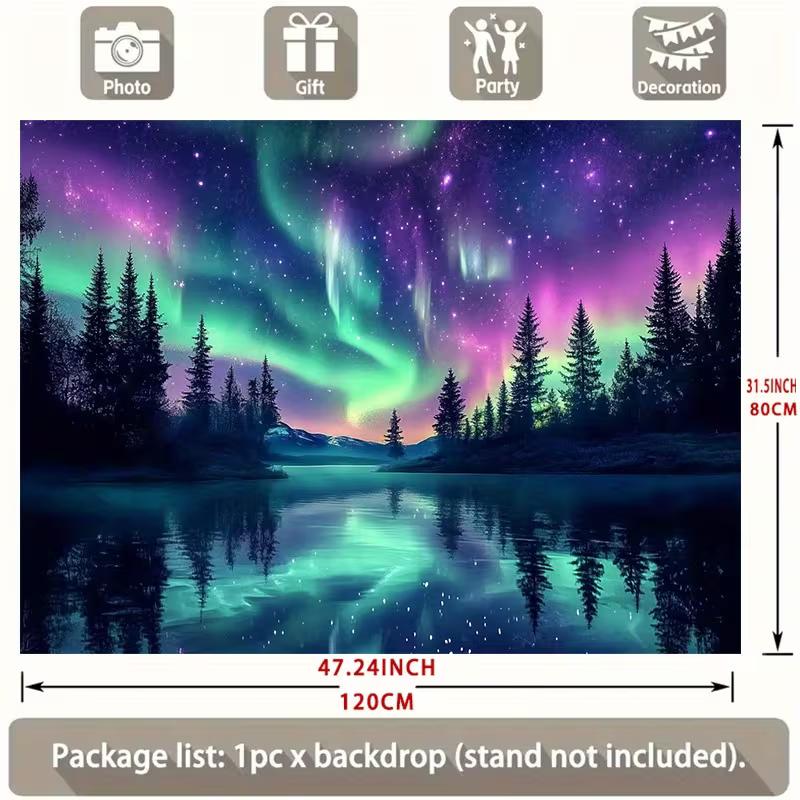 Enchanting Aurora Tapestry, Vibrant Northern Lights Dancing Over a Mirror-Like Lake and Pine Forest, Mystical Night Wall Art