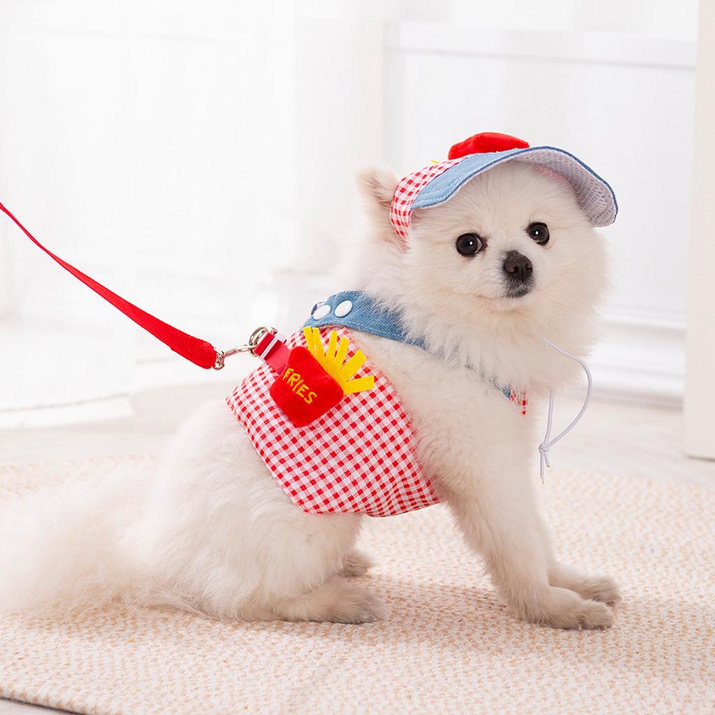 Cute Pet Set, Dog Chest , Leash And Hat, Suitable For Small Dogs(Yellow,X-Small)