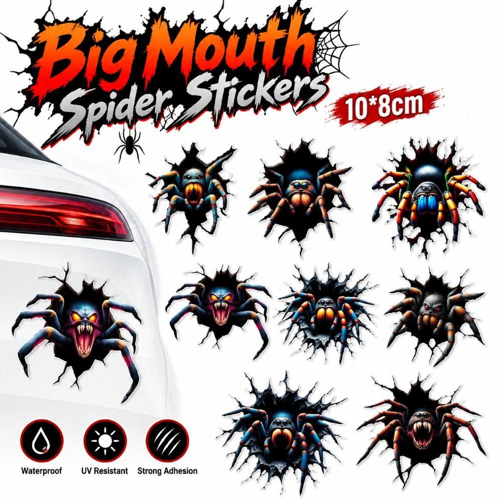 5Pcs Self Adhesive Spider Stickers Irregular Shape Vehicle Decals Halloween Decoration