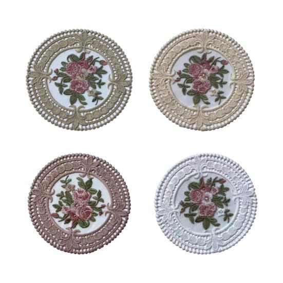Plate Mat Exquisite Embroidery Desktop Decoration Round INS Style Table Coaster for Photo