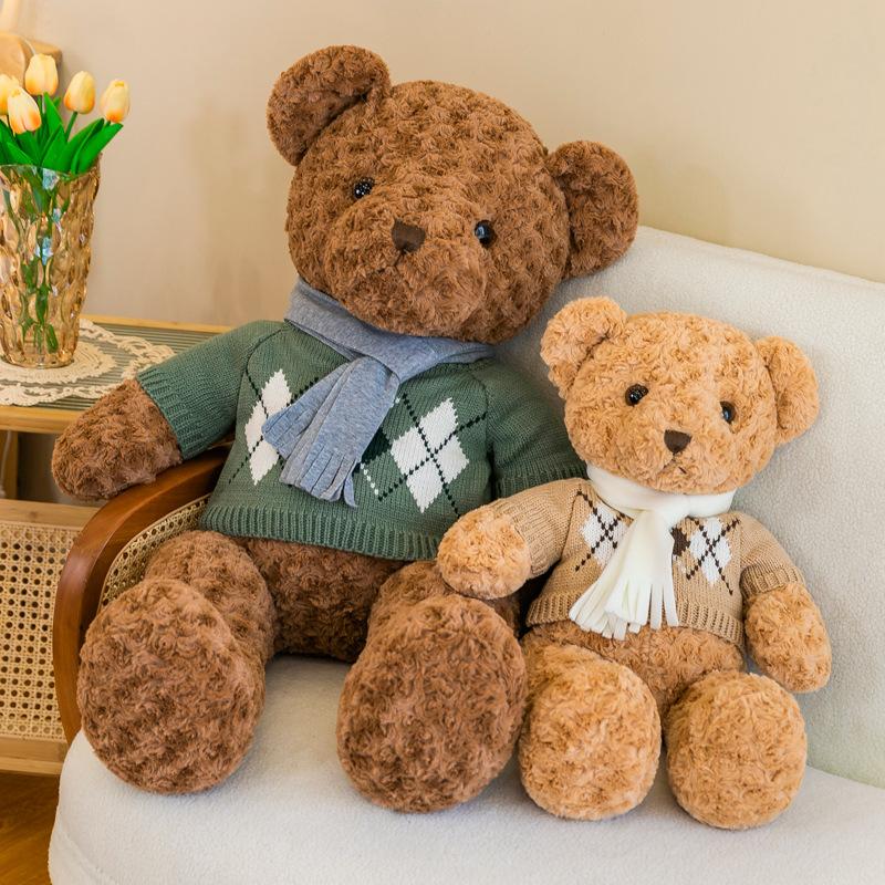 Scarf Sweater Teddy Bear Dolls Can Wear and Take Off Clothes, Bear Pillow, Girlfriend Gift, Bed Ornament Sling